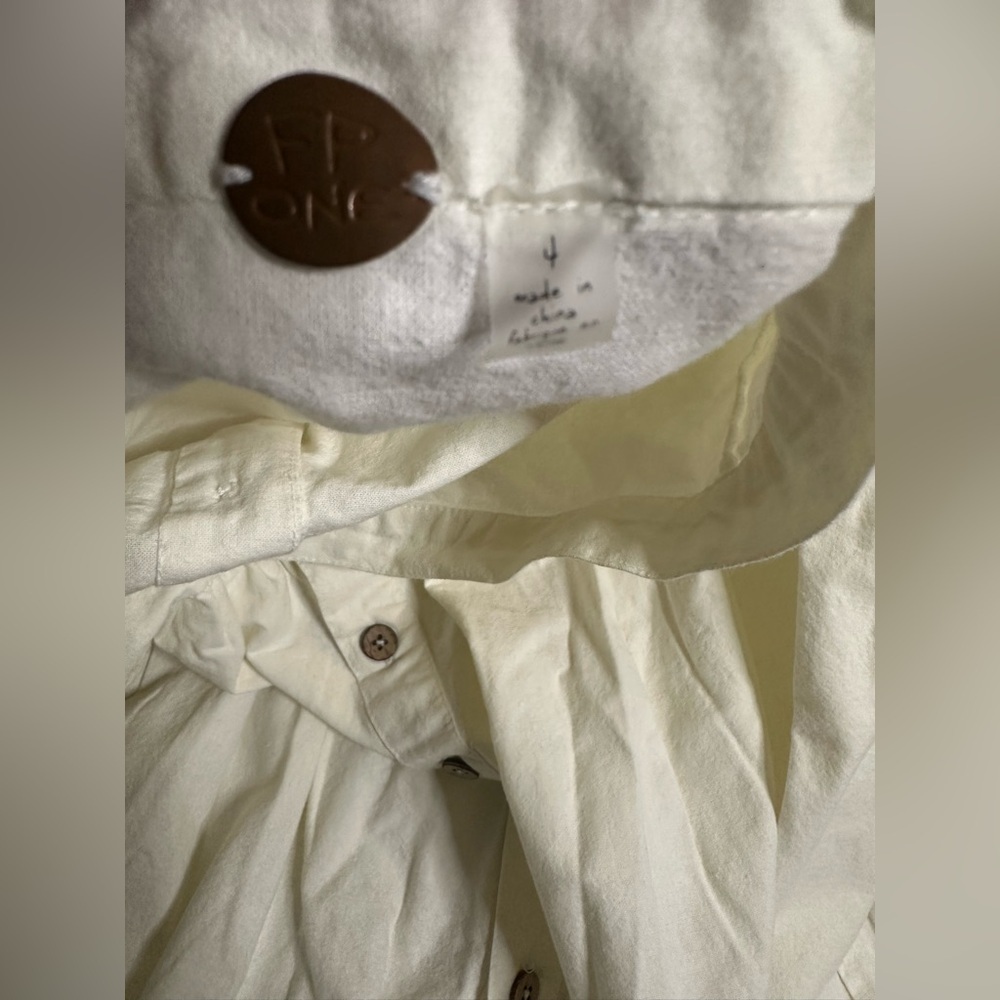 Free People Ivory Button-Down A-Line Skirt size 4 - Picture 3 of 7